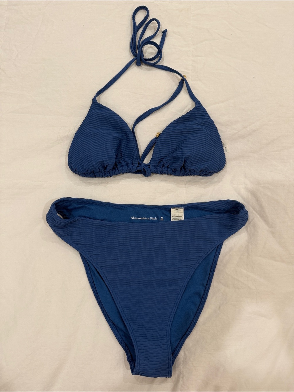 Abercrombie & Fitch Deep Blue Ribbed Triangle Bikini